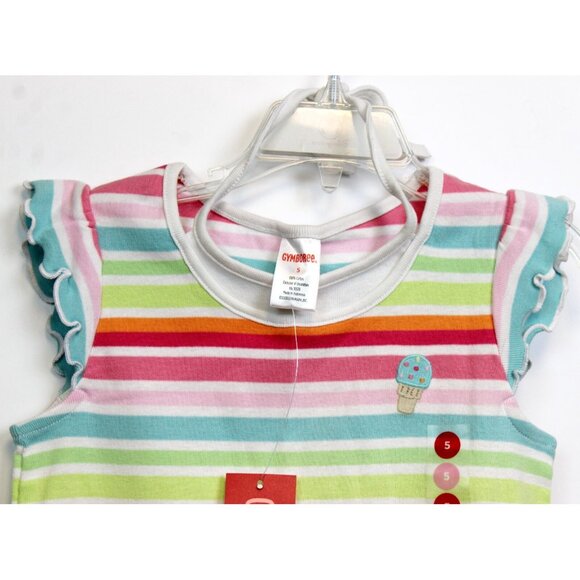 2010 Gymboree Popsicle Party Shirt sz 5 Pastel Stripes Mock Halter Ruffle Sleeve - Picture 2 of 5